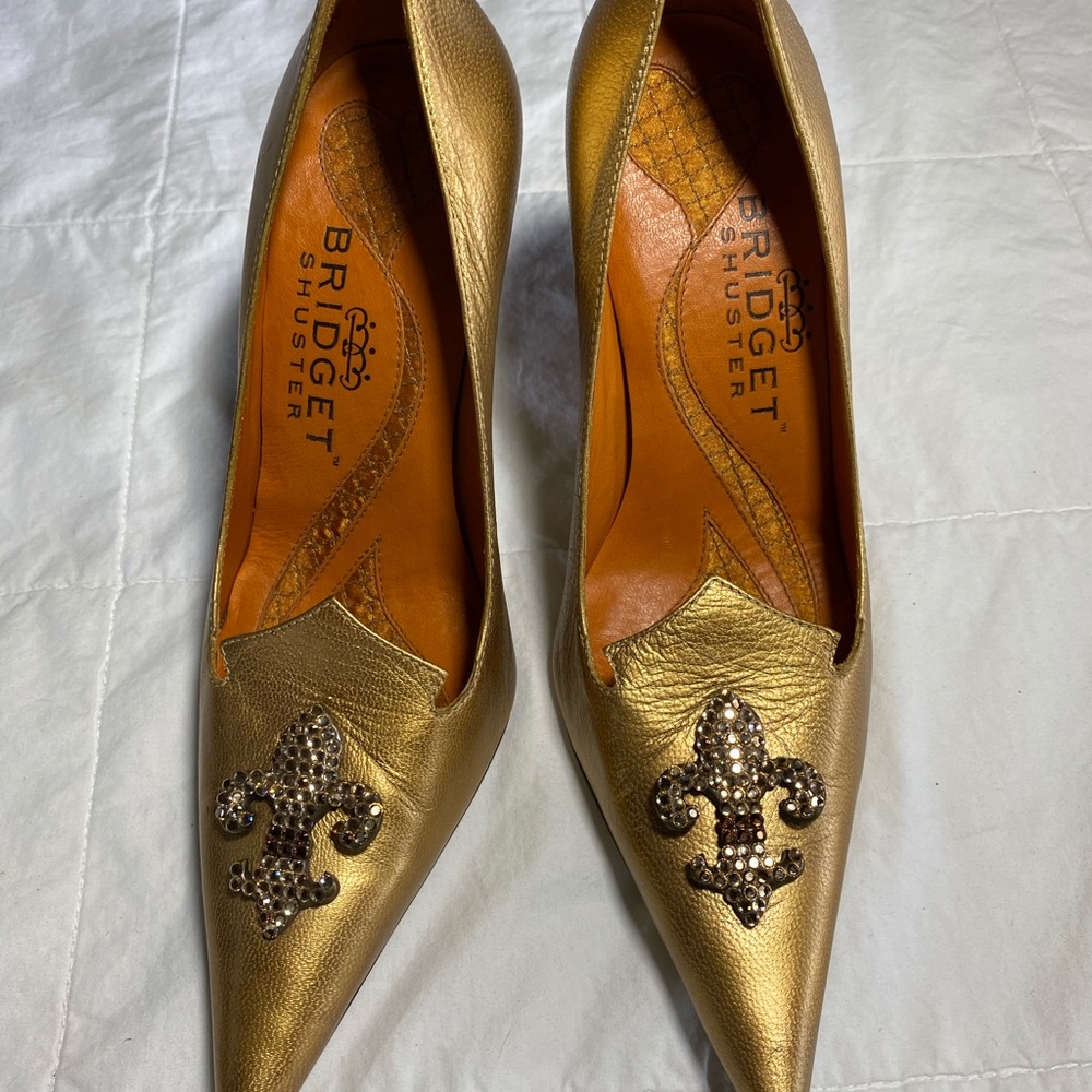 Bridget Shuster gold heels
